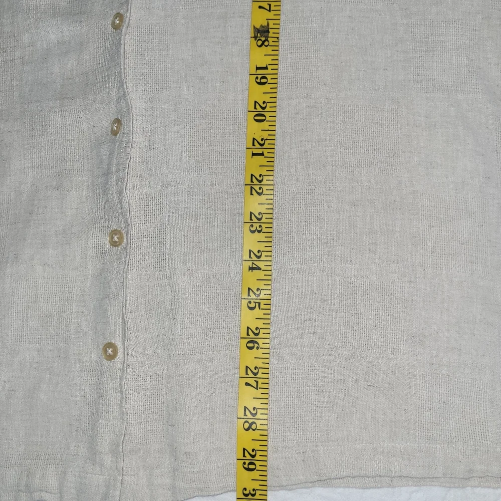 Classic Elements Cream Casual Button Down Women's Plus Size 16/18W Linen Shirt - Picture 9 of 9